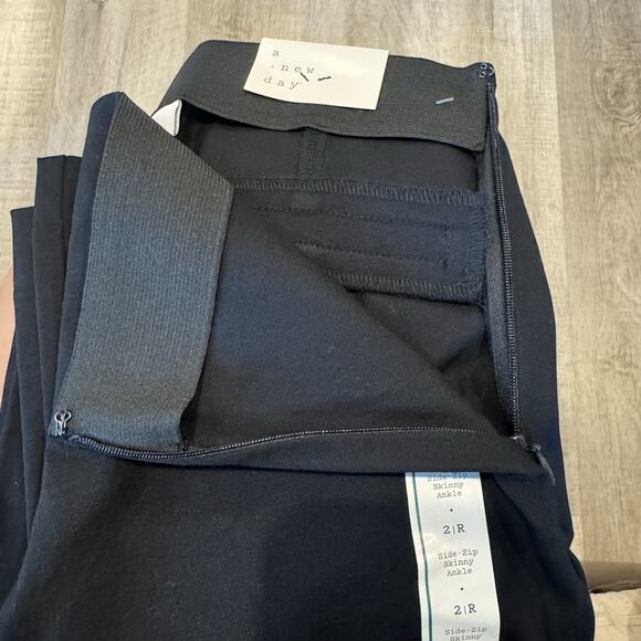A New Day High Rise Skinny Ankle Side Zip Black Pull On Pants New Size 2 R - Picture 11 of 14